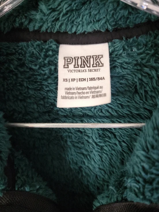 Victoria's Secret PINK Plush Half-Zip Sherpa Pullover - Dark Green - Picture 3 of 5